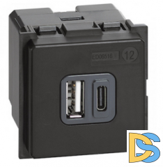 Зарядное устройство USB Стандарт A-С 3000мА 2 модуля. Btichino Living Now