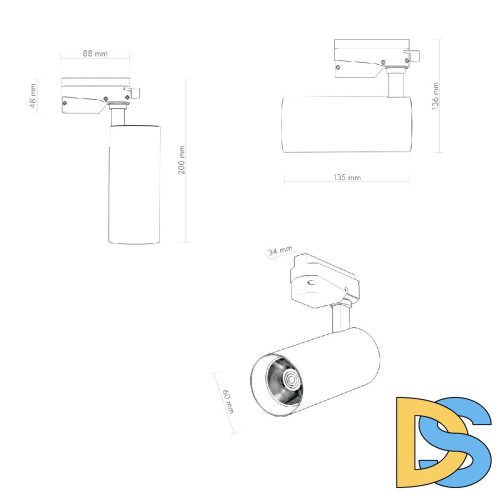 Трековый однофазный светильник Denkirs Solid Koper DK6451-BK