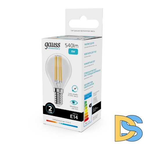 Лампа светодиодная Gauss Filament Elementary E14 8W 4100K 52128