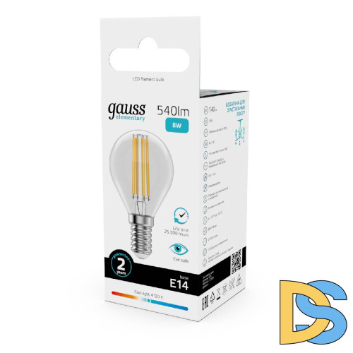 Лампа светодиодная Gauss Filament Elementary E14 8W 4100K 52128