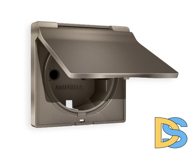 Лицевая панель для розетки с/з со шторками и крышкой Ambrella Volt Alfa AP6380