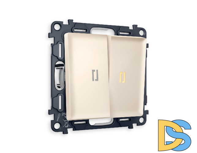 Комплект механизма 2-кл проходного выключателя с подсветкой Ambrella Volt Alfa MA324030