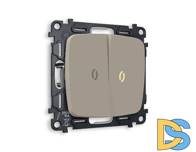 Комплект механизма 2-кл выключателя с подсветкой Ambrella Volt Omega MO364010