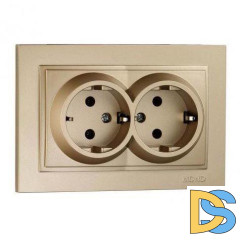 Розетка с заземлением двойная Mono Electric Despina 16А 250В титан 102-222204-120