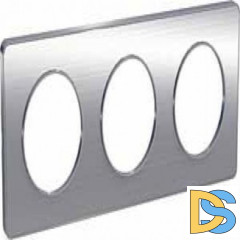 Рамка 3-ая (тройная), Полированный алюминий/Алюминий (металл), серия Odace, Schneider Electric