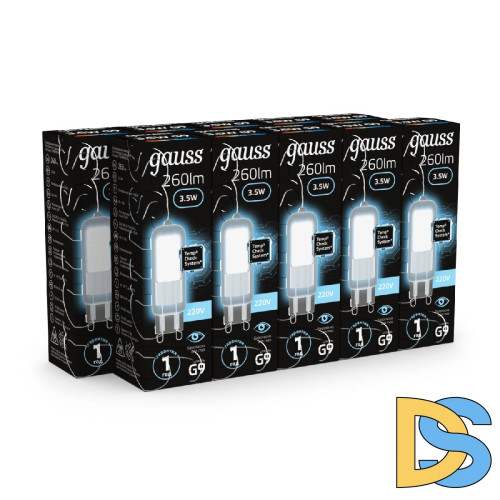 Лампа светодиодная Gauss G9 3.5W 4100K прозрачная 107809203