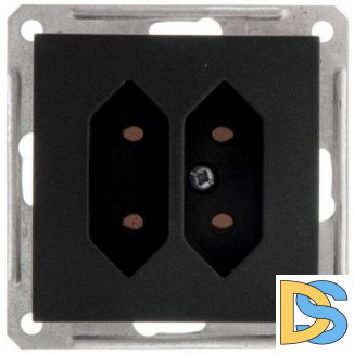 Розетка 2-ая электрическая без заземления с защитными шторками, Черный бархат, серия Wessen 59, Schneider Electric