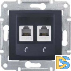 Розетка телефонная 2-ая 4 контакта, RJ-11, Графит, серия Sedna, Schneider Electric