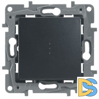 Переключатель Legrand Etika проходной 1-кл с подсветкой антрацит, 672615