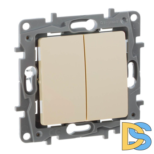 Выключатель двухклавишный Legrand Etika 10A 250V слоновая кость 672302