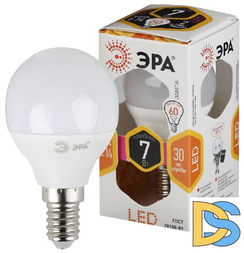 Лампа светодиодная Эра E14 7W 2700K LED P45-7W-827-E14 Б0020548