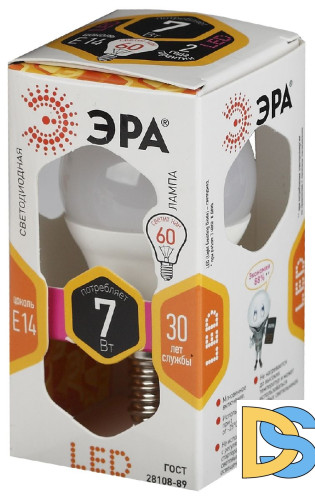 Лампа светодиодная Эра E14 7W 2700K LED P45-7W-827-E14 Б0020548