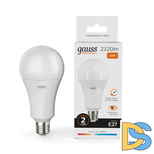 Лампа светодиодная Gauss E27 30W 3000K груша матовая 73219
