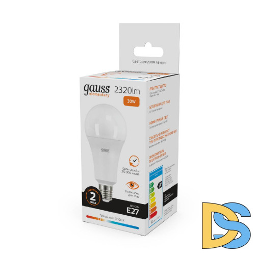 Лампа светодиодная Gauss E27 30W 3000K груша матовая 73219