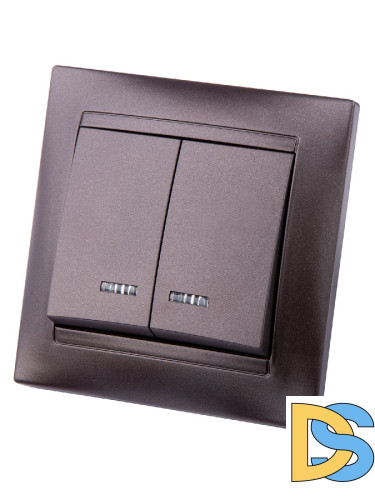 Выключатель двухклавишный с подсветкой Лама TDM Electric SQ1815-0505