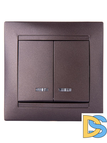 Выключатель двухклавишный с подсветкой Лама TDM Electric SQ1815-0505