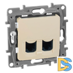 Розетка компьютерная 2хRJ45 Legrand Etika 6 кат UTP слоновая кость 672354