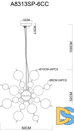 Подвесная люстра Arte Lamp Molecule A8313SP-6CC