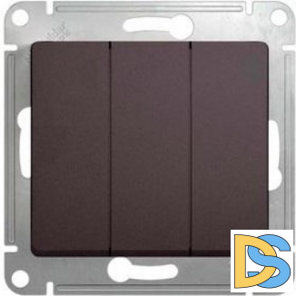 Выключатель 3-клавишный, Графит, серия Glossa, Schneider Electric