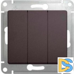 Выключатель 3-клавишный, Графит, серия Glossa, Schneider Electric