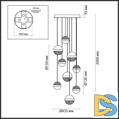 Каскадная люстра Odeon Light Roni 5037/84L