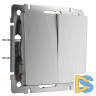 Выключатель двухклавишный Werkel cеребряный рифленый W1120009 4690389158933