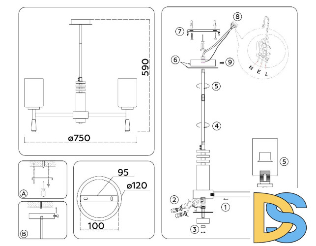 Люстра на штанге Ambrella Light High Light Modern LH56263