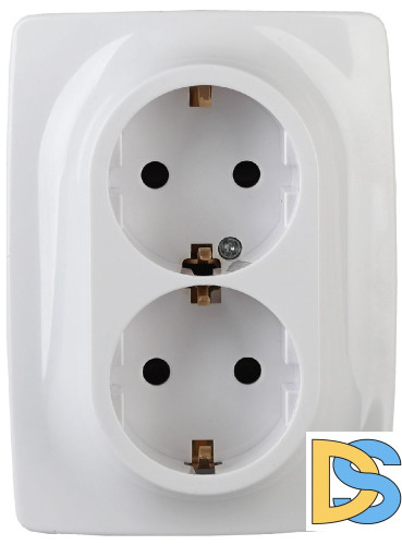 Розетка 2x2P+E Schuko со шторками Эра 12-2108-01 Б0036442