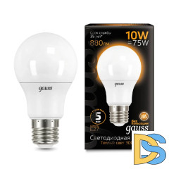 Лампа светодиодная Gauss E27 10W 3000K матовая 102502110