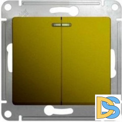 Выключатель 2-клавишный, с подсветкой, Фисташковый, серия Glossa, Schneider Electric