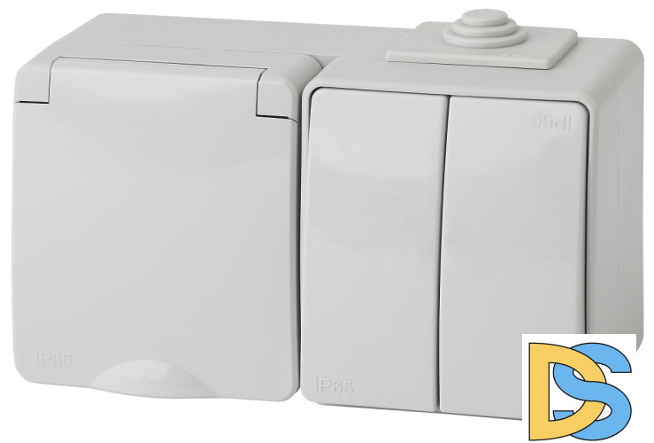 Блок розетка + выключатель двойной Эра 11-7602-03 Б0035994