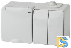 Блок розетка + выключатель двойной Эра 11-7602-03 Б0035994