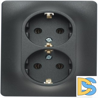Розетка 2-ая электрическая с заземлением, Антрацит, серия Glossa, Schneider Electric