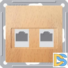 Розетка телефонная 2-ая 4 контакта, RJ-11, Бук (пластик), серия Wessen 59, Schneider Electric