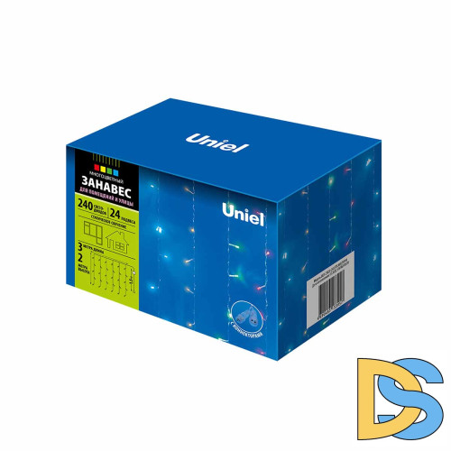 Уличная светодиодная гирлянда (UL-00007212) Uniel занавес 220V разноцветный ULD-C3020-240/STK Multi IP44