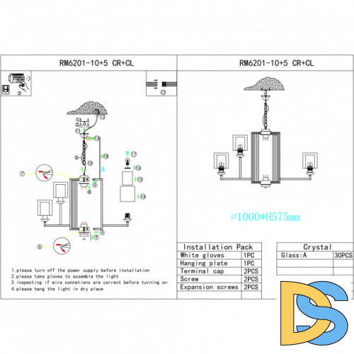 Подвесная люстра iLamp King RM6201-10+5 CR+CL