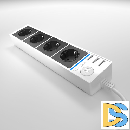 Розеточный блок 4-х местный + 3 USB Werkel белый WL20-04-03