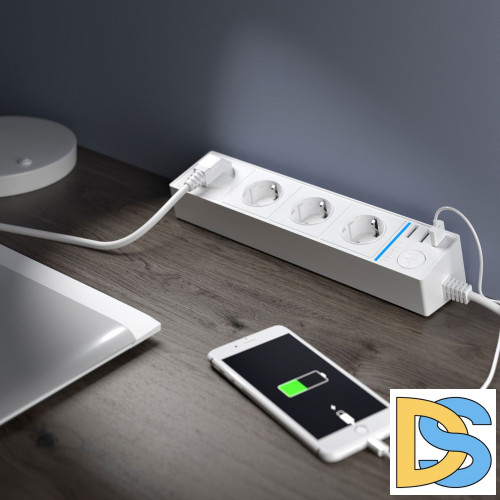 Розеточный блок 4-х местный + 3 USB Werkel белый WL20-04-03