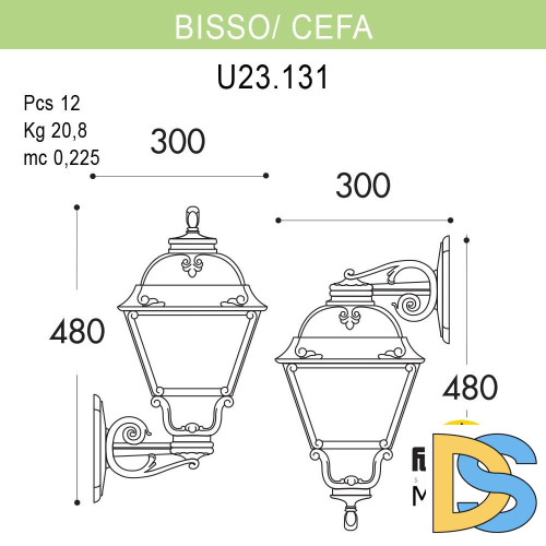 Уличный настенный светильник Fumagalli Cefa U23.131.000.VYF1R