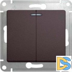 Выключатель 2-клавишный, с подсветкой, Графит, серия Glossa, Schneider Electric