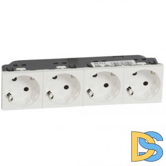 Розетка четверная с заземлением, под углом 45° Legrand Mosaic - белый 077254