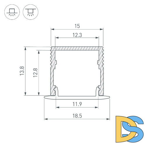 Алюминиевый профиль Arlight SL-MINI-15-2000 ANOD 049019