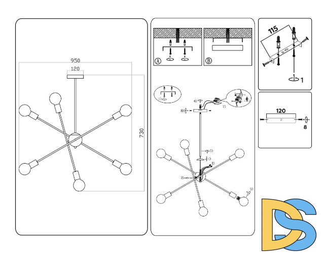 Люстра на штанге Ambrella Light Loft TR80435