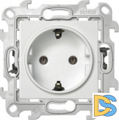 Розетка 1-ая электрическая , с заземлением (безвинтовой зажим), цвет Белый,Simon 24
