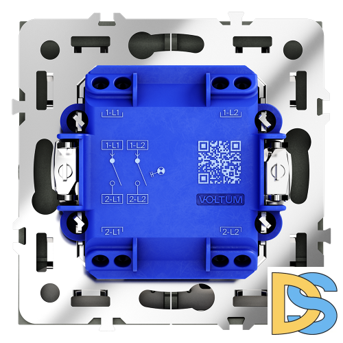 Выключатель встраиваемый VOLTUM S70 двухклавишный с подсветкой 10А, (черный матовый)