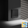 Выключатель встраиваемый VOLTUM S70 двухклавишный с подсветкой 10А, (черный матовый)