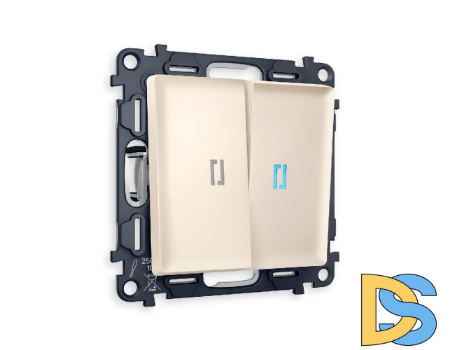 Комплект механизма 2-кл проходного выключателя с подсветкой Ambrella Volt Alfa MA324040