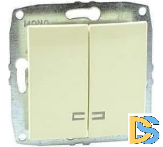 Выключатель двухклавишный с подсветкой Mono Electric Despina-Larissa 10А 250В крем 500-001725-103
