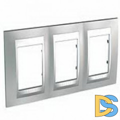 Рамка 3-ая (тройная), Хром матовый/Алюминий (металл), серия UNICA TOP/CLASS, Schneider Electric