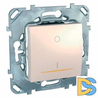 Выключатель 2-полюсный 1-клавишный с индикацией 16А, Бежевый, серия Unica, Schneider Electric